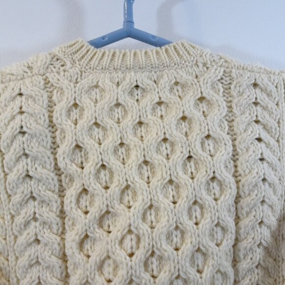 Vintage Carraig Donn Aran Wool Cardigan Sweater Child Size Kids L Off White - Picture 6 of 6